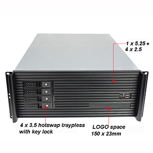  Rackmount chassis Server case 19 inch EATX ATX 4U 4bay hotswap 6Gbs N465RM-4 